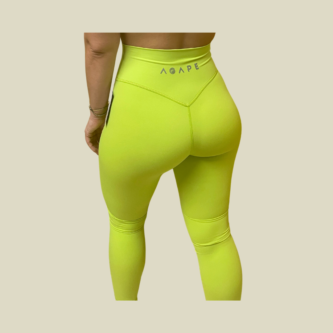 Neon Yellow Leggings for Women, High Waisted or Mid Rise, Neon